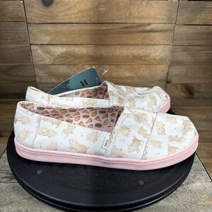 TOMS Womens Size 7.5 Youth Size 6 Pink Pig Print Slip On Shoes New With Tags